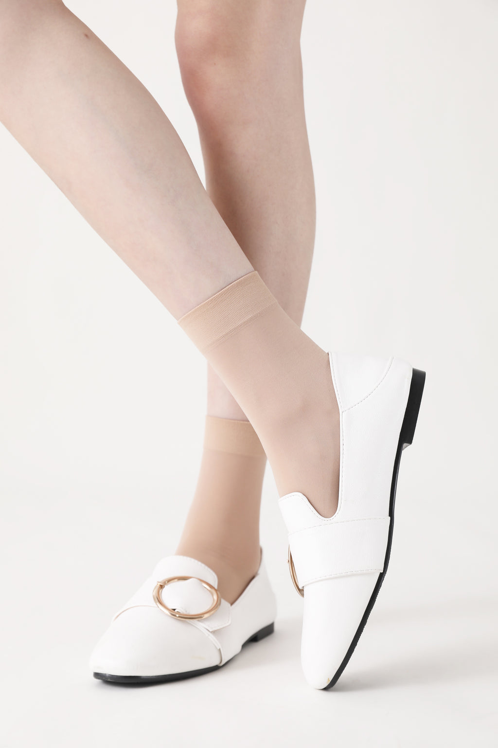 FITU Women's 10 Pairs Pack Nylon Ankle Tights Hosiery Socks (Beige) One Size Beige