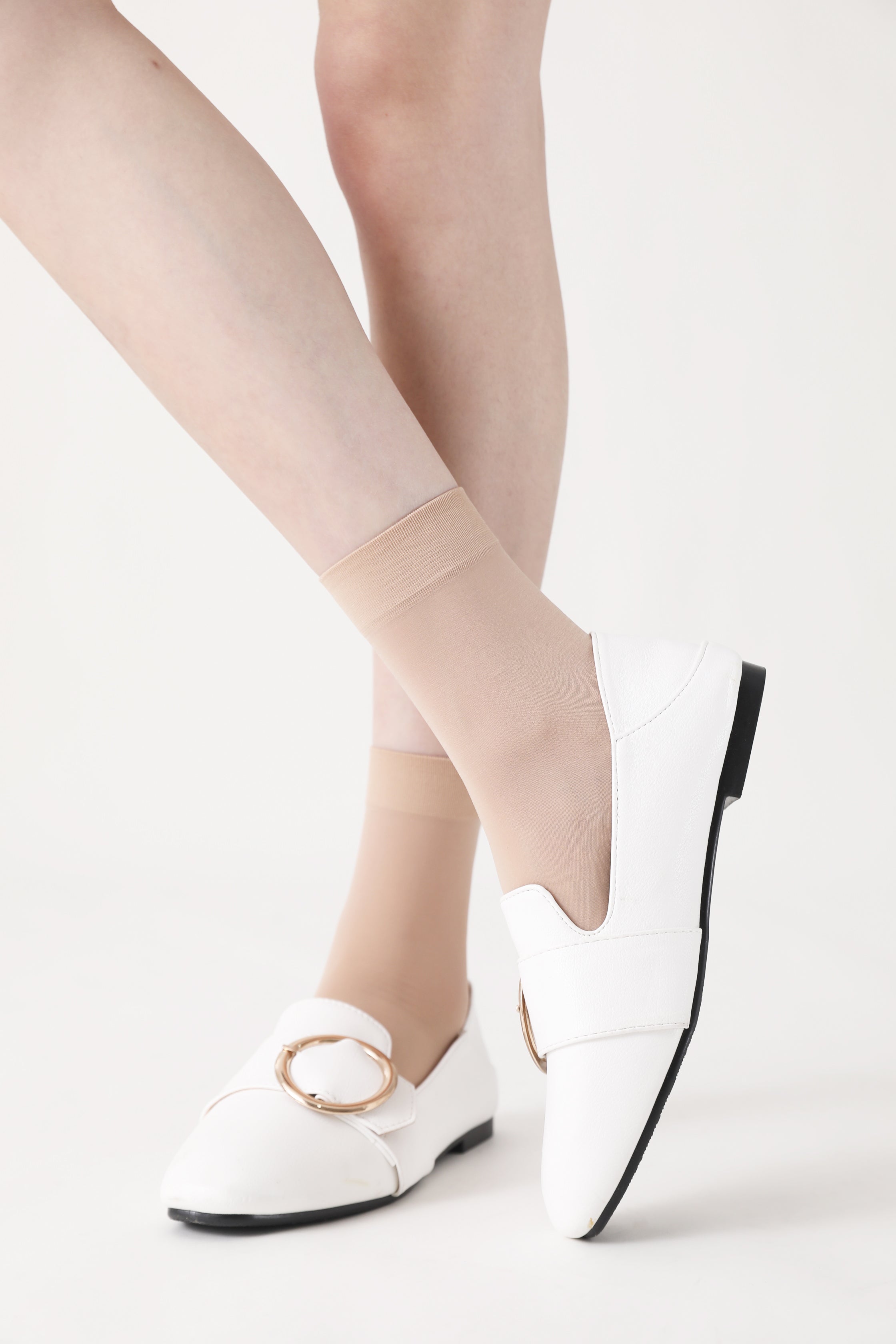 FITU Women's 10 Pairs Pack Nylon Ankle Tights Hosiery Socks (Beige) One Size Beige