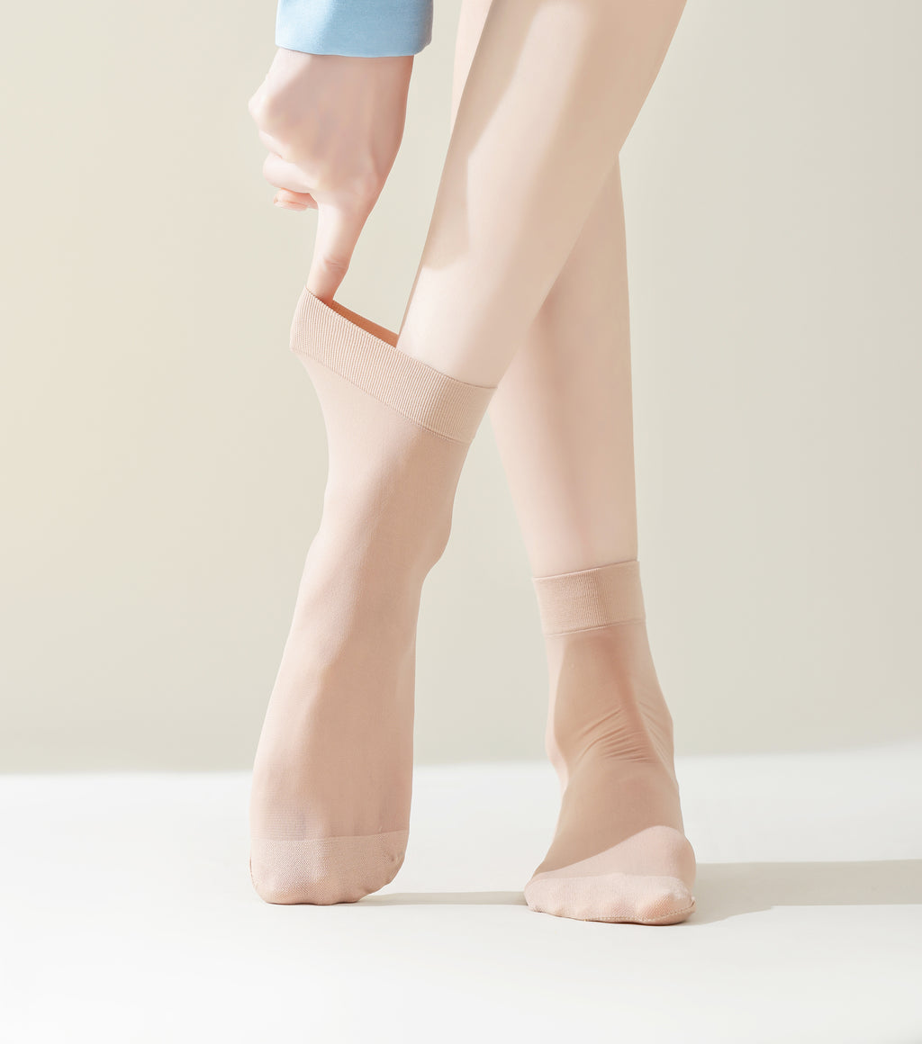 FITU Women's 10 Pairs Pack Nylon Ankle Tights Hosiery Socks (Beige) One Size Beige