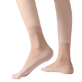 FITU Womens 50D Sheer Ankle Nylon Socks With Cotton Bottom 12 Pairs Ankle Tights Hosiery (12 Beige-50D)