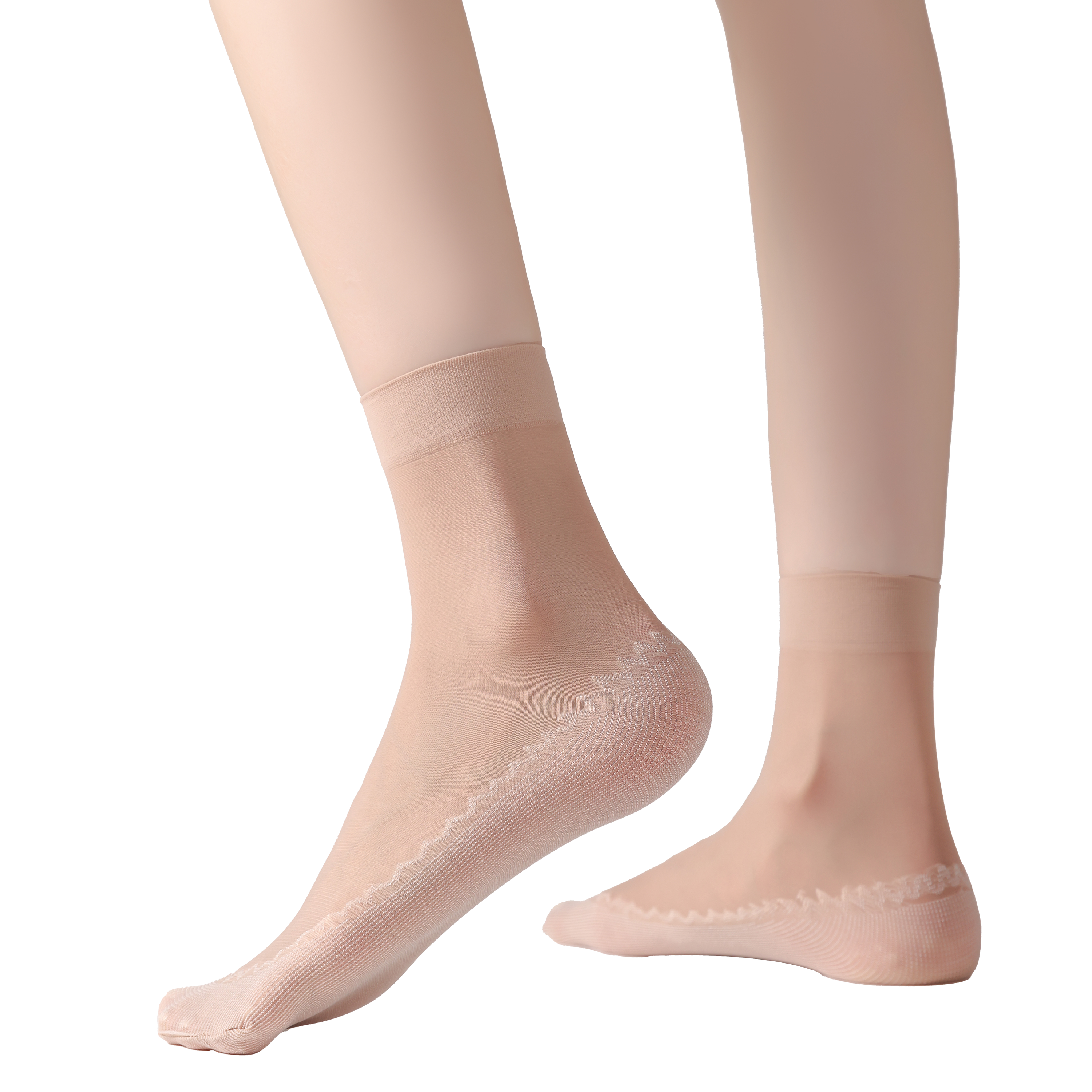 FITU Womens 50D Sheer Ankle Nylon Socks With Cotton Bottom 12 Pairs Ankle Tights Hosiery (12 Beige-50D)