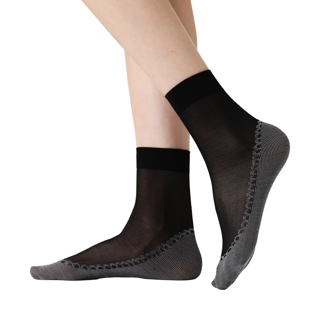 FITU Womens 50D Sheer Ankle Nylon Socks With Cotton Bottom 12 Pairs Ankle Tights Hosiery