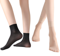 FITU Womens 30D Lettuce Trim Sheer Ankle Nylon Socks, Ankle High Tights Hosiery(One Size, 6 Beige 6 Black)