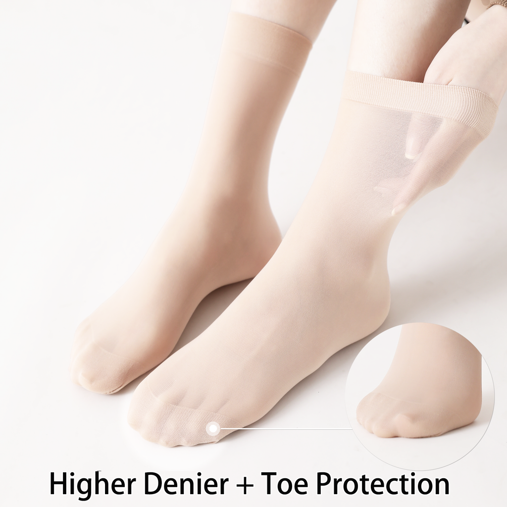 FITU Women's 50D Extra Soft 12 Pairs Sheer Nylon Ankle High Tights Hosiery Socks (12 Pairs Nude - 50D)